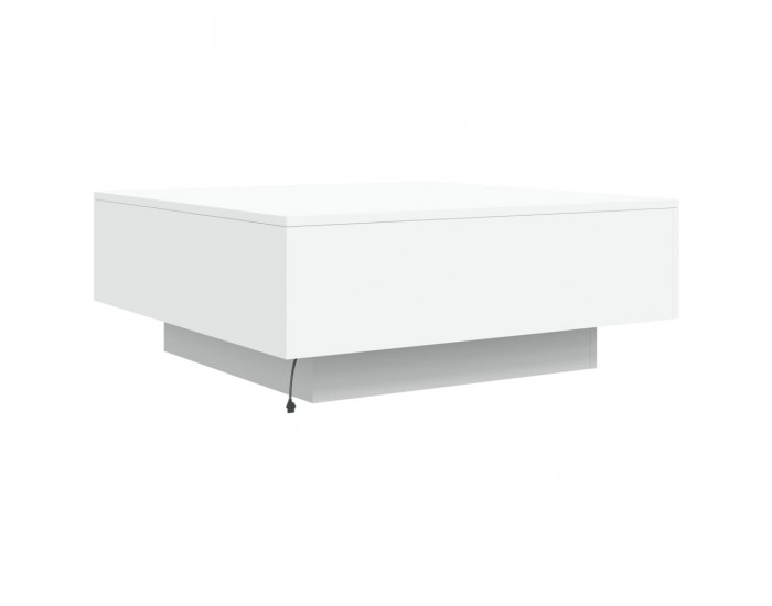 Sonata H Маса за кафе с LED осветление, бяла, 80x80x31 см