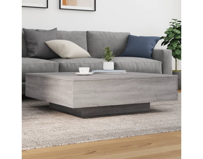Sonata H Маса за кафе с LED осветление, сив сонома, 100x100x31 см