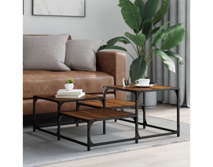 Sonata H Кафе маса, кафяв дъб, 87,5x87,5x40 см, инженерно дърво