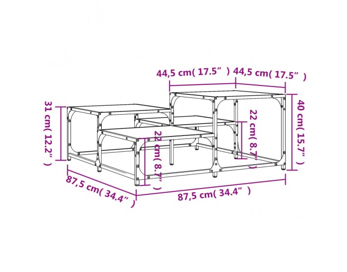 Sonata H Кафе маса, кафяв дъб, 87,5x87,5x40 см, инженерно дърво