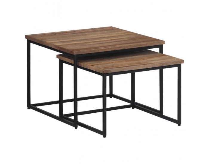 Sonata H Стифиращи масички за кафе, 2 бр, тиково дърво масив