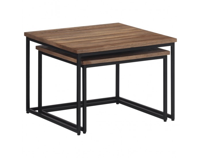 Sonata H Стифиращи масички за кафе, 2 бр, тиково дърво масив