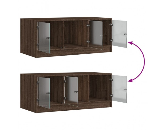 Sonata H Маса за кафе със стъклени врати, кафяв дъб, 102x50x42 см