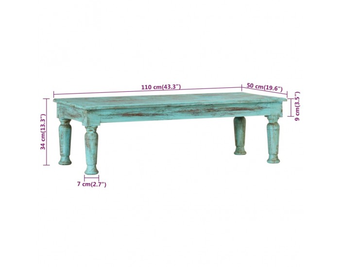 Sonata H Маса за кафе, 110x50x34 см, масивно регенерирано дърво