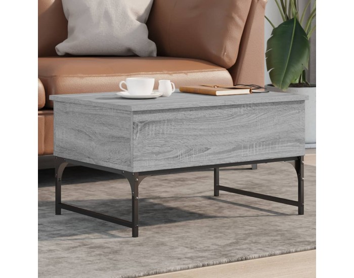 Sonata H Кафе маса, сив сонома, 70x50x40 см, инженерно дърво и метал