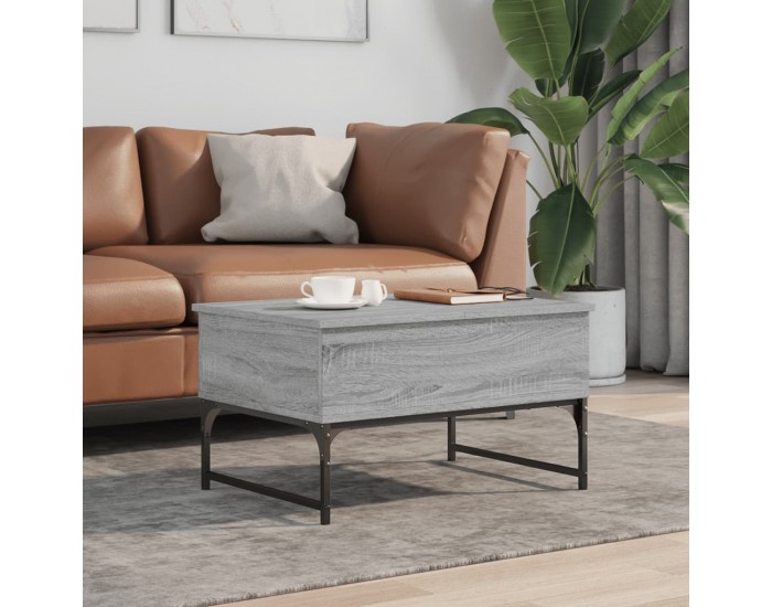 Sonata H Кафе маса, сив сонома, 70x50x40 см, инженерно дърво и метал