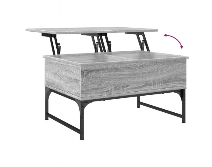 Sonata H Кафе маса, сив сонома, 70x50x40 см, инженерно дърво и метал