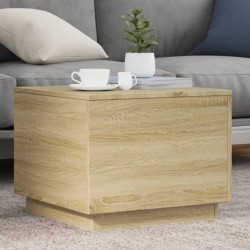 Sonata H Маса за кафе с LED осветление, сонома дъб, 50x50x40 см - Холни маси
