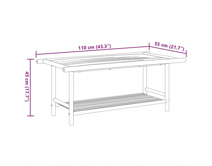 Sonata H Маса за кафе, 110x55x45 см, бамбук