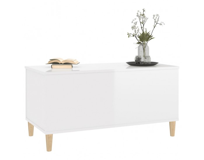 Sonata H Кафе маса, бял гланц, 90x44,5x45 см, инженерно дърво