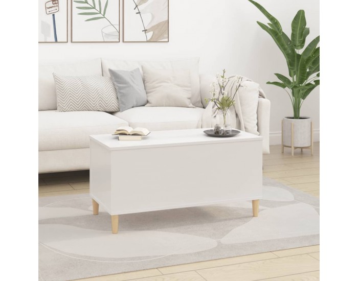 Sonata H Кафе маса, бял гланц, 90x44,5x45 см, инженерно дърво