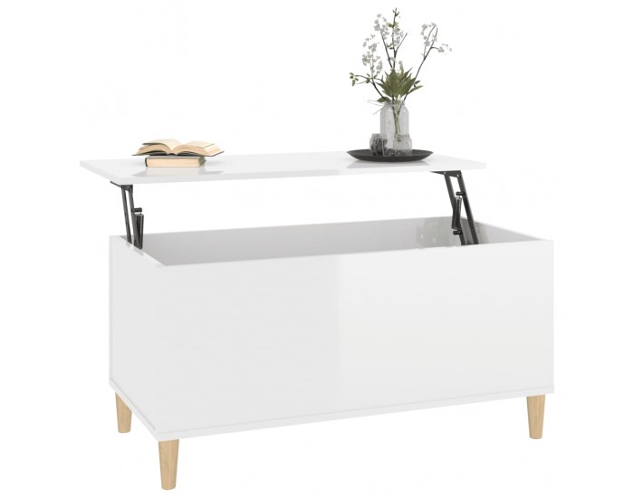 Sonata H Кафе маса, бял гланц, 90x44,5x45 см, инженерно дърво