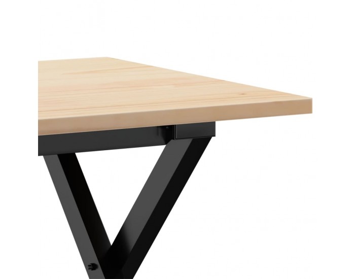 Sonata H Кафе маса X-образна рамка 80x50x40 см бор масив и чугун