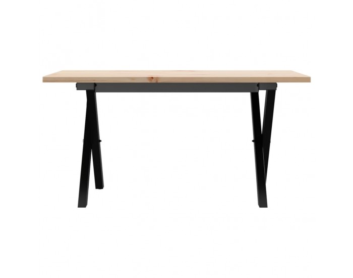 Sonata H Кафе маса X-образна рамка 80x50x40 см бор масив и чугун