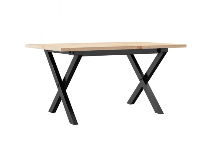 Sonata H Кафе маса X-образна рамка 80x50x40 см бор масив и чугун