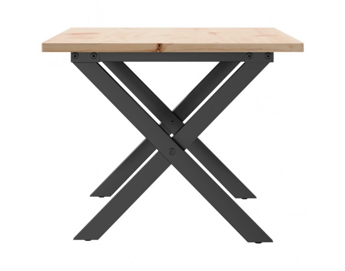 Sonata H Кафе маса X-образна рамка 80x50x40 см бор масив и чугун