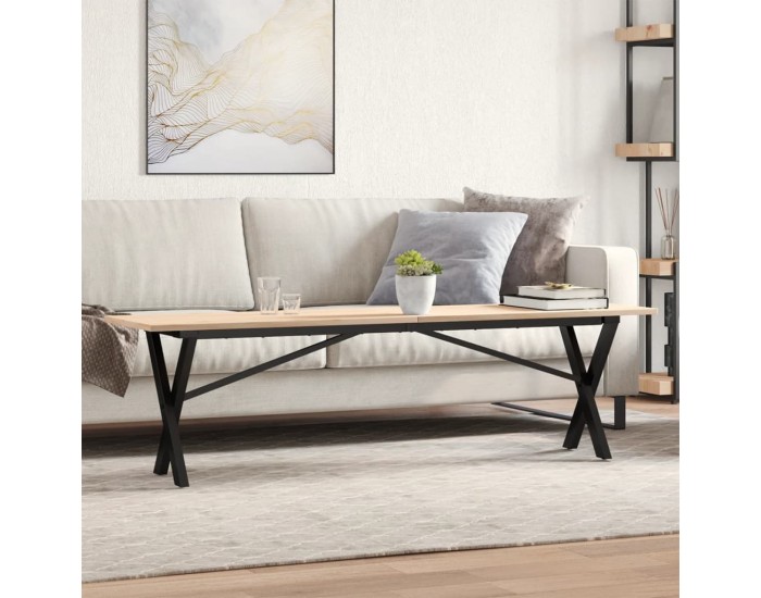 Sonata H Кафе маса X-образна рамка 160x40x45 см бор масив и чугун