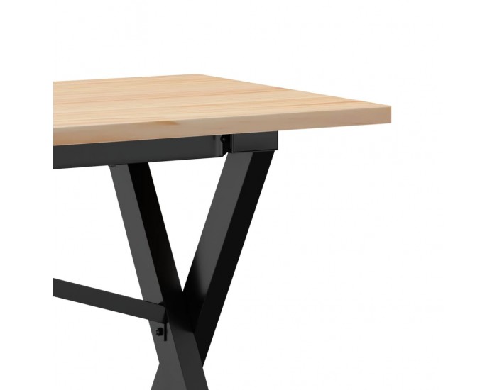 Sonata H Кафе маса X-образна рамка 160x40x45 см бор масив и чугун