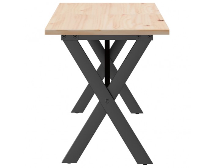 Sonata H Кафе маса X-образна рамка 160x40x45 см бор масив и чугун