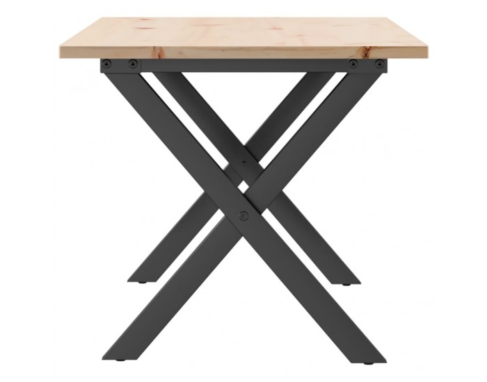 Sonata H Кафе маса X-образна рамка 90x40x45 см бор масив и чугун