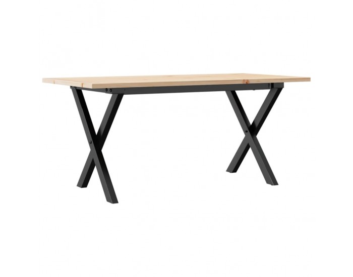 Sonata H Кафе маса X-образна рамка 90x40x45 см бор масив и чугун