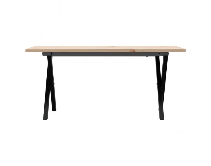 Sonata H Кафе маса X-образна рамка 90x40x45 см бор масив и чугун