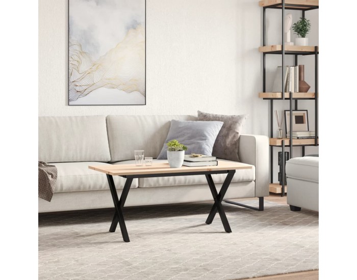 Sonata H Кафе маса X-образна рамка 90x40x45 см бор масив и чугун