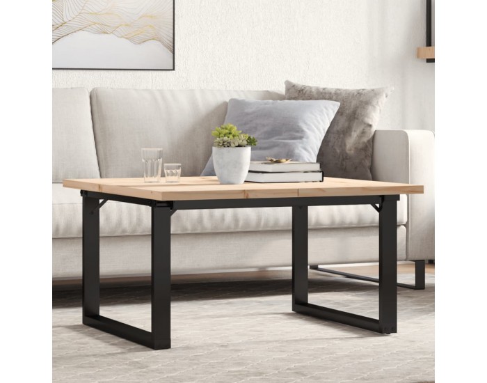 Sonata H Кафе маса О-образна рамка 80x80x45,5 см бор масив и чугун