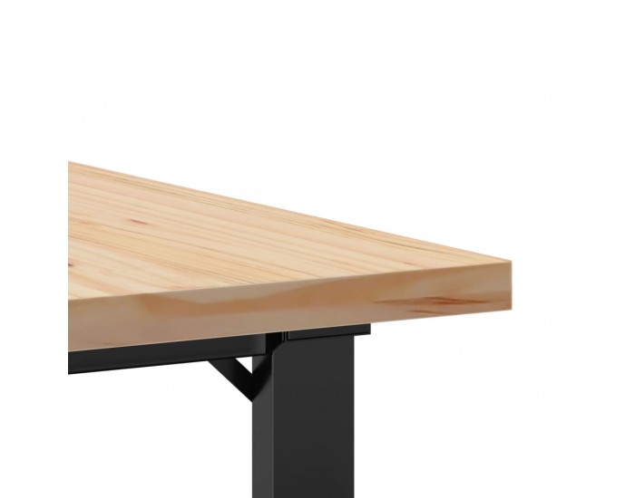 Sonata H Кафе маса О-образна рамка 80x80x45,5 см бор масив и чугун