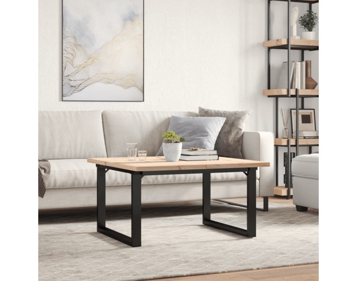 Sonata H Кафе маса О-образна рамка 80x80x45,5 см бор масив и чугун