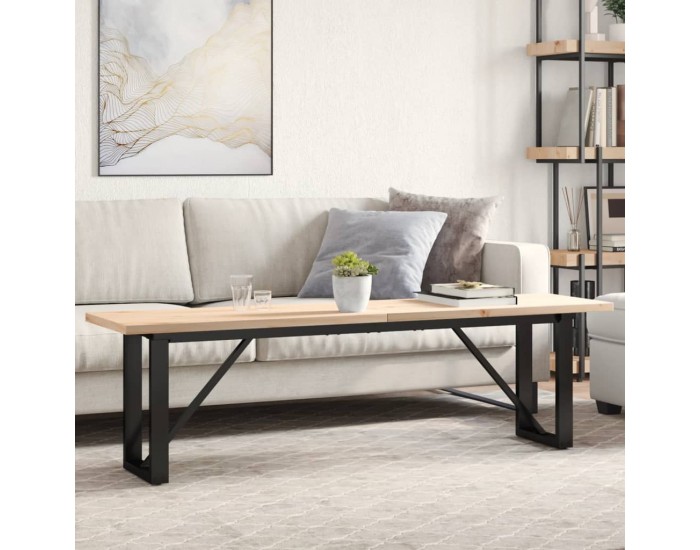 Sonata H Кафе маса О-образна рамка 160x40x45,5 см бор масив и чугун