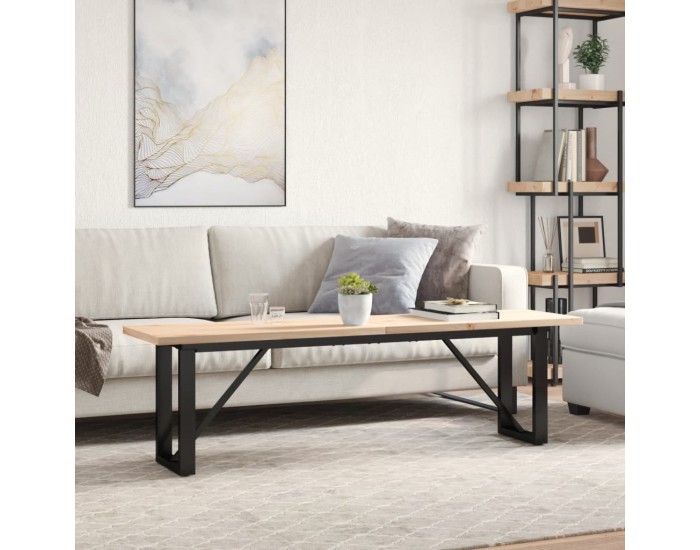 Sonata H Кафе маса О-образна рамка 160x40x45,5 см бор масив и чугун