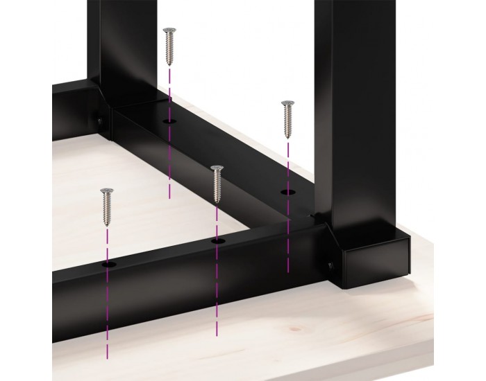 Sonata H Кафе маса О-образна рамка 160x40x45,5 см бор масив и чугун