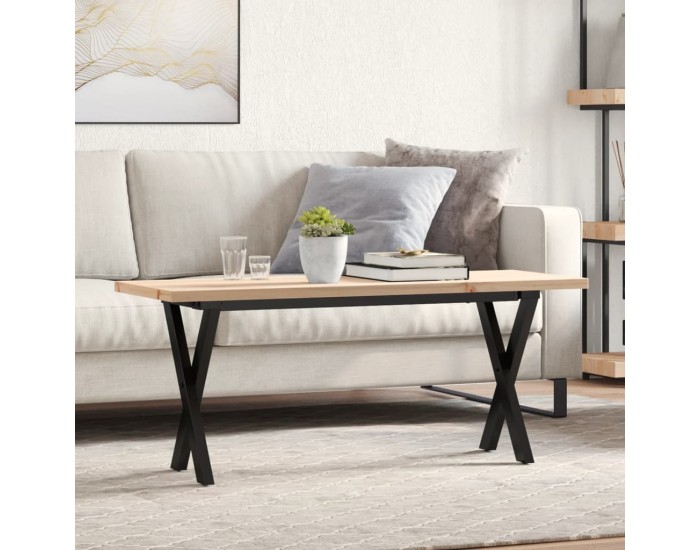 Sonata H Кафе маса X-образна рамка 110x40x45,5 см бор масив и чугун
