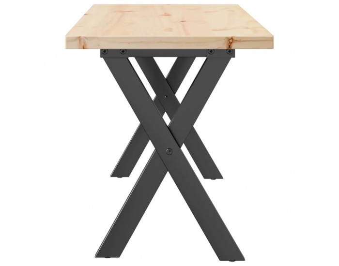 Sonata H Кафе маса X-образна рамка 110x40x45,5 см бор масив и чугун