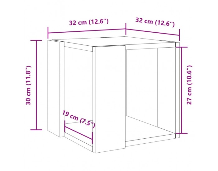 Sonata H Кафе маса, бетонно сива, 32x32x30 см, инженерно дърво