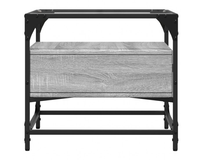 Sonata H Маса за кафе със стъклен плот, сив сонома, 50x50x45 см, стомана