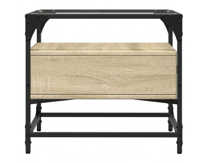 Sonata H Маса за кафе със стъклен плот, сонома дъб, 50x50x45 см, стомана