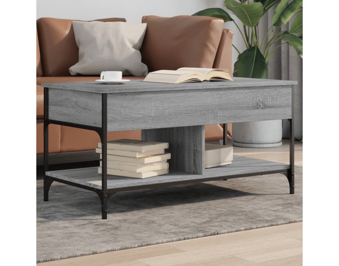 Sonata H Кафе маса, сив сонома, 100x50x50 см, инженерно дърво и метал