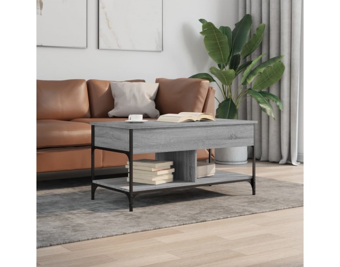 Sonata H Кафе маса, сив сонома, 100x50x50 см, инженерно дърво и метал