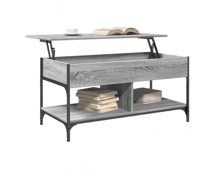 Sonata H Кафе маса, сив сонома, 100x50x50 см, инженерно дърво и метал