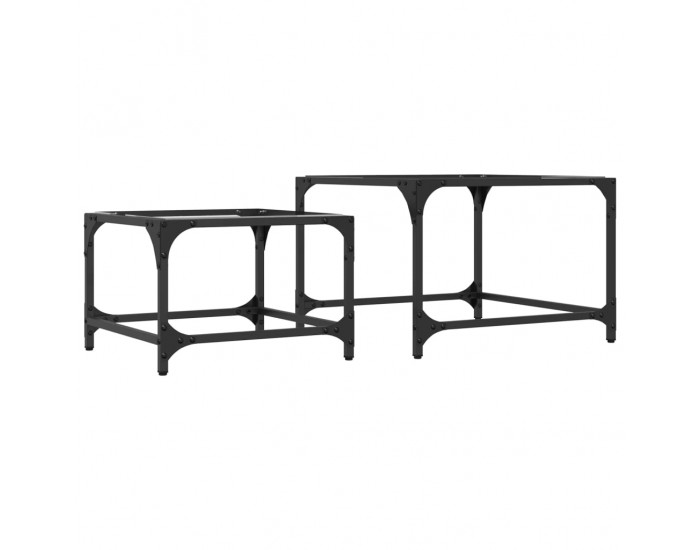 Sonata H Стифиращи кафе маси, 2 бр, с прозрачен стъклен плот, стомана