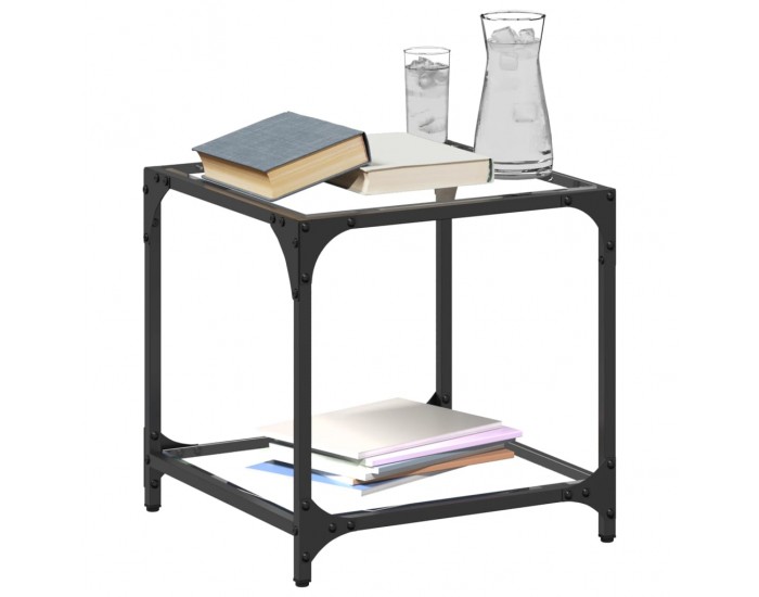 Sonata H Маси за кафе с прозрачен стъклен плот 2 бр 40x40x40 см стомана