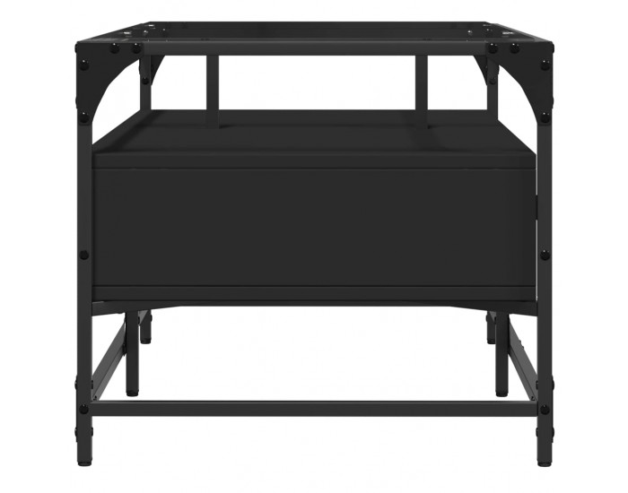 Sonata H Маса за кафе със стъклен плот, черна, 98,5x50x45 см, стомана