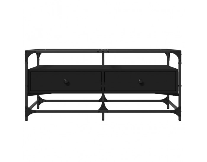 Sonata H Маса за кафе със стъклен плот, черна, 98,5x50x45 см, стомана