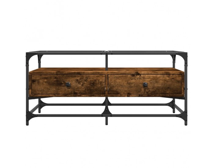 Sonata H Маса за кафе със стъклен плот, опушен дъб,98,5x50x45см, стомана