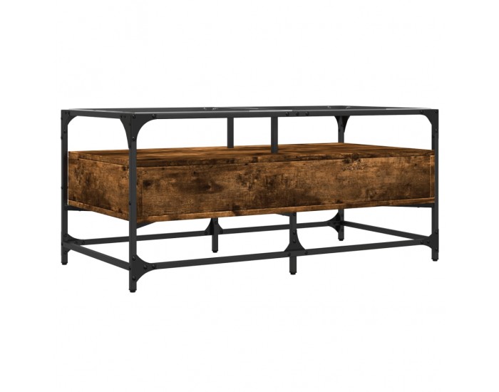 Sonata H Маса за кафе със стъклен плот, опушен дъб,98,5x50x45см, стомана