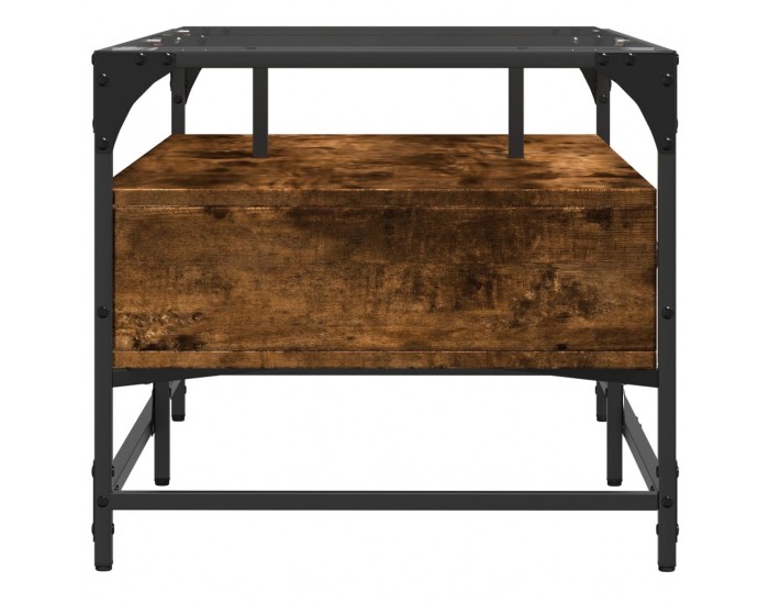 Sonata H Маса за кафе със стъклен плот, опушен дъб,98,5x50x45см, стомана