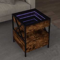 Sonata H Маса за кафе с Infinity LED, опушен дъб, 40x40x51 см - Холни маси