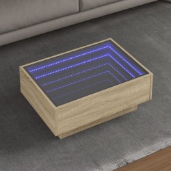 Sonata H Маса за кафе с LED, дъб сонома, 70x50x30 см, инженерно дърво - Холни маси
